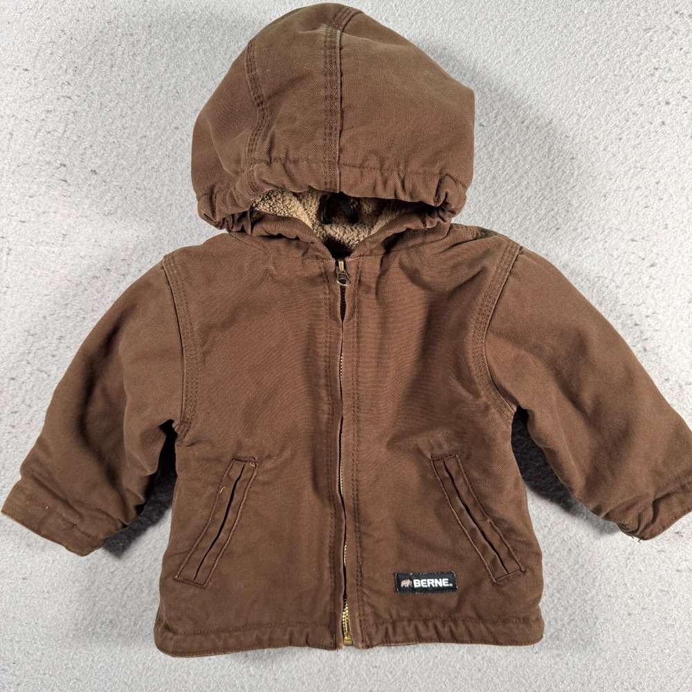 Berne Jacket Baby Unisex 12M‎ Brown Sherpa Lined Canvas Heavyweight Workwear